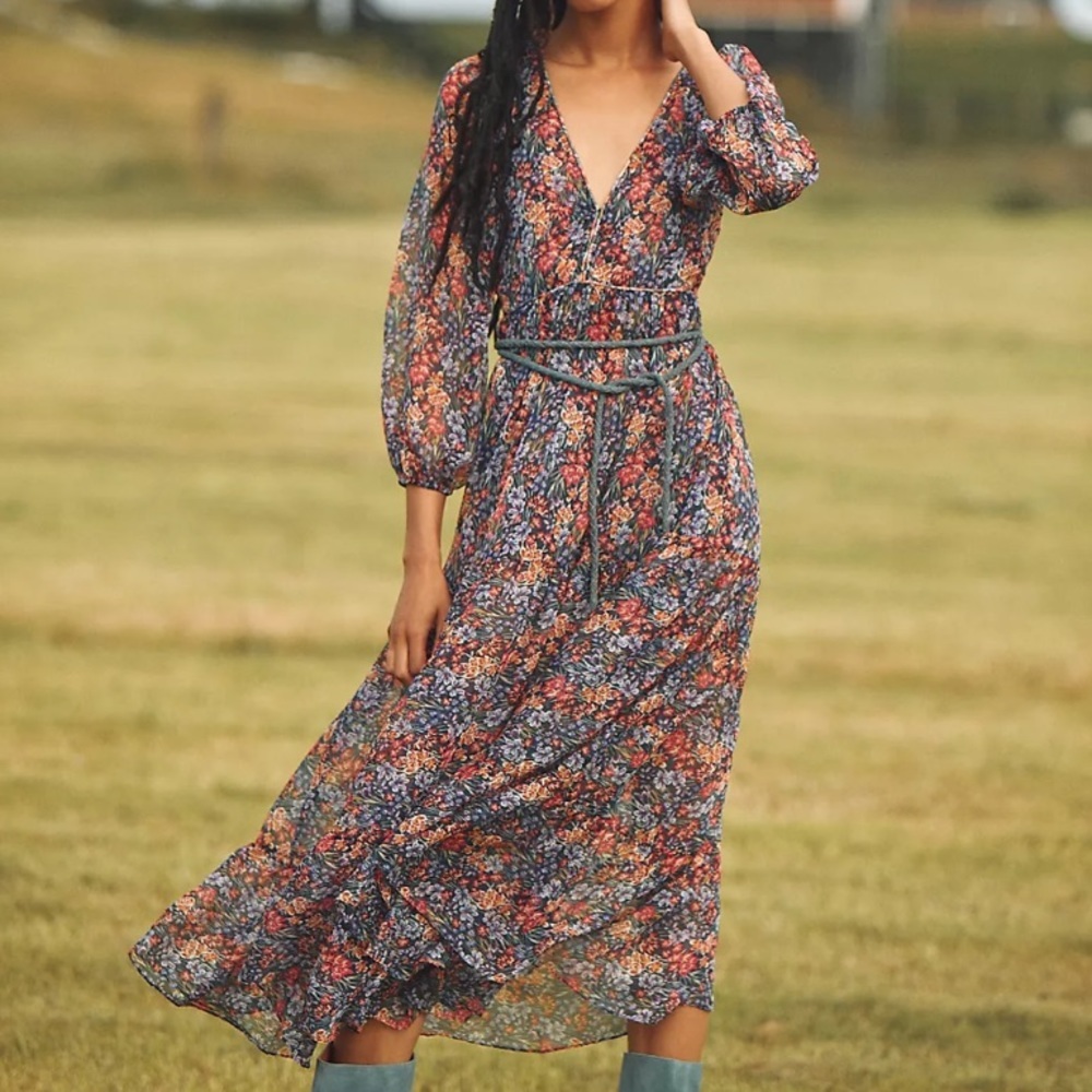 Anthropologie MISA Los Angeles Anahita Floral Open-Back Maxi Dress NWT